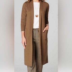 J. Jill Dark Camel Shawl Collar, Long Cardigan Sweater.